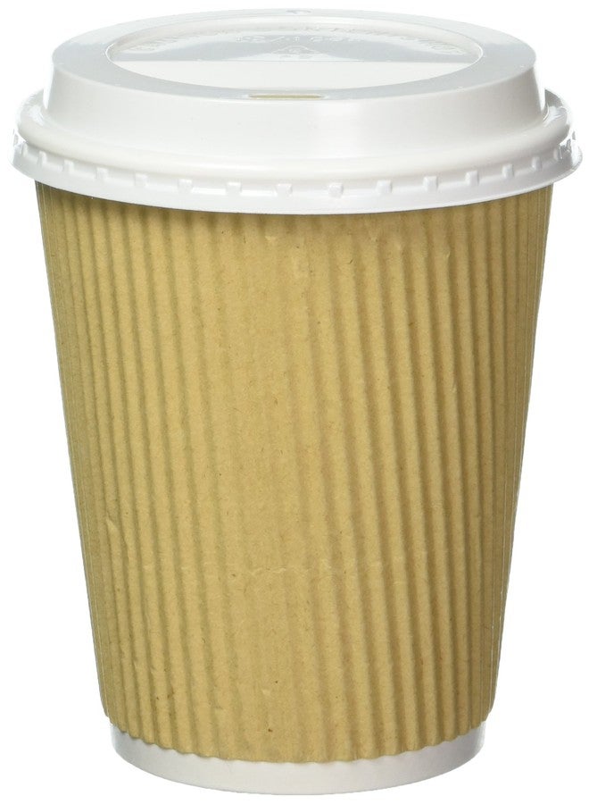 REDITAINER Cool Touch - Rippled Pre Sleeved Hot Cold Coffee Drink Cups (40, 12oz Cups & Lids)