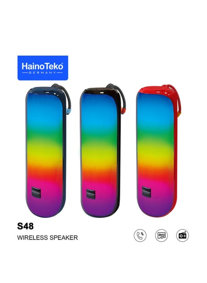 Haino Teko Haino Teko SP S48 Portable Wireless Bluetooth Speaker with Bluetooth 5.0 Rechargeable Battery Loud Deep Bass RGB Color Changing LED Lights Compact Mini Speaker for Outdoor Travel Party Home Use Handsfree Mic for Calls Waterproof Compatible with Android & iPhone Devices  - Image 4