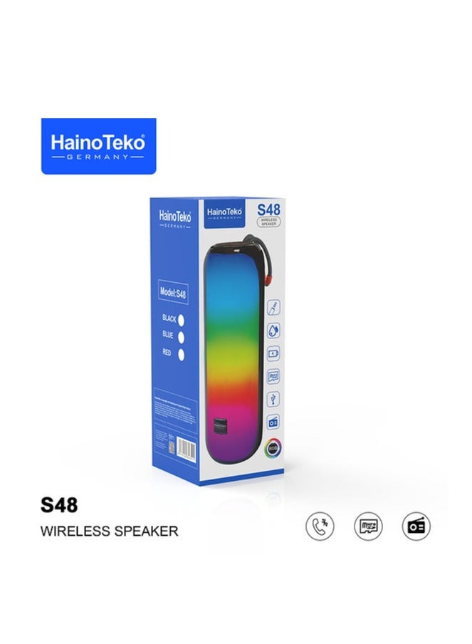 Haino Teko Haino Teko SP S48 Portable Wireless Bluetooth Speaker with Bluetooth 5.0 Rechargeable Battery Loud Deep Bass RGB Color Changing LED Lights Compact Mini Speaker for Outdoor Travel Party Home Use Handsfree Mic for Calls Waterproof Compatible with Android & iPhone Devices  - Image 2