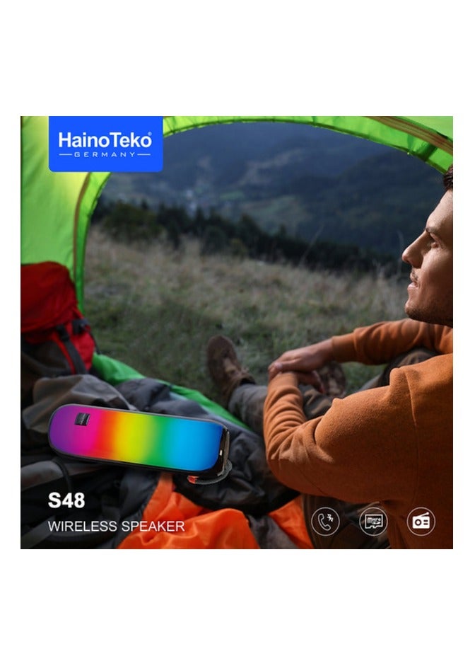 Haino Teko Haino Teko SP S48 Portable Wireless Bluetooth Speaker with Bluetooth 5.0 Rechargeable Battery Loud Deep Bass RGB Color Changing LED Lights Compact Mini Speaker for Outdoor Travel Party Home Use Handsfree Mic for Calls Waterproof Compatible with Android & iPhone Devices  - Image 3