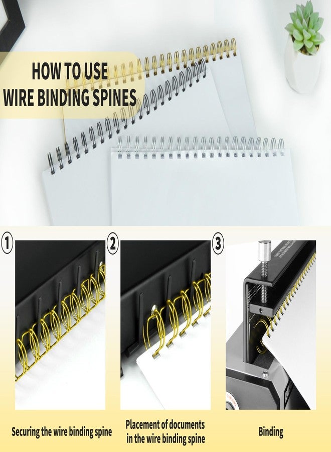 RAYSON Binding Wire Spines, 3/4 Inch, 21 Holes, 2 to 1 Pitch Double Loop Binding Wires Capacity 165 Sheets, Golden Binding Wire Spiral Pack of 50 - Image 4