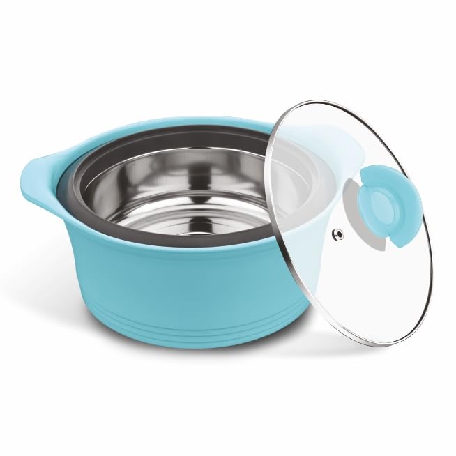 ASIAN Plastowares - Luxury Inner Casserole with Glass Lid (1000 ml) | BPA-Free | Keeps Food Hot | Ideal for Serving, Gifts for Diwali & Housewarming | Airtight Casserole |Blue - Image 2