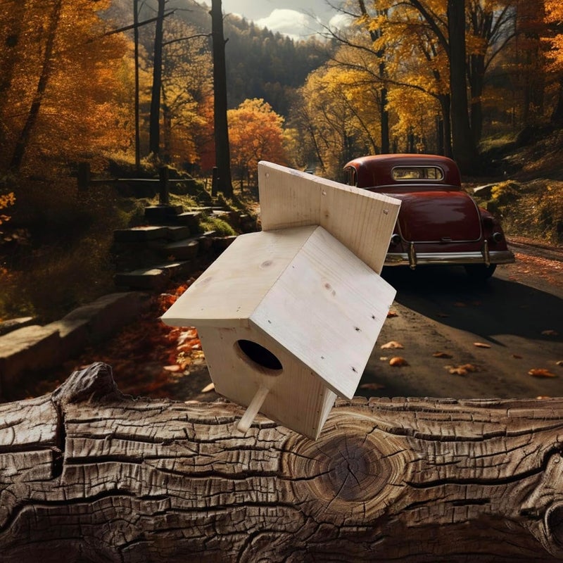 Glitz بيت الطيور | عش خشبي مصنوع يدويًا للعصافير | بيت طيور مثبت على الحائط من الخشب الصلب | ملجأ طيور متين وزخرفي - Image 5