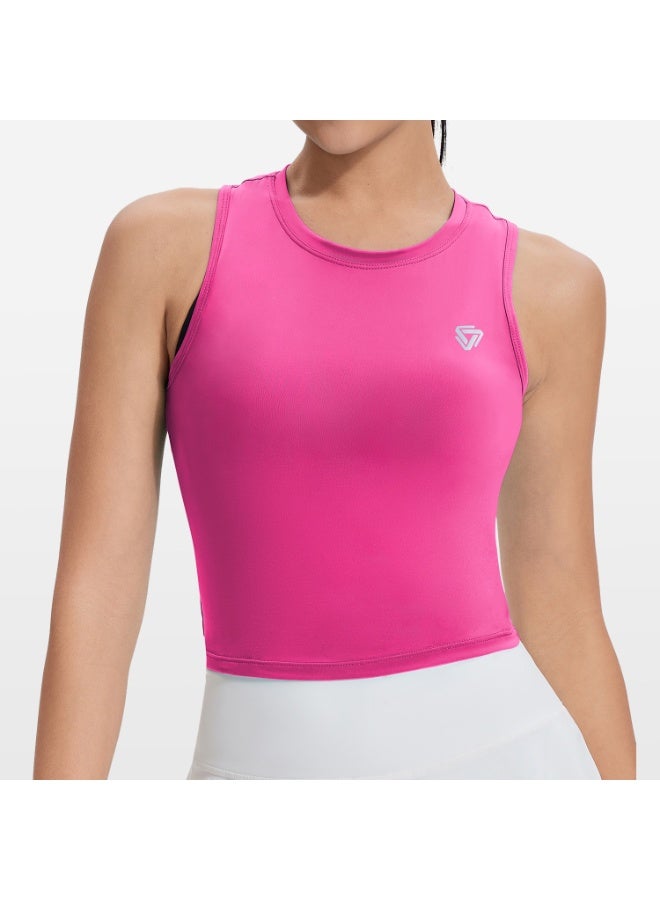 Tank Top Stretchy Slim Casual Sleeveless Vest Fitness Workout Sport Gym Yoga Sexy Women Crop Top Athletic T Shirt Running Tanks  - Image 1