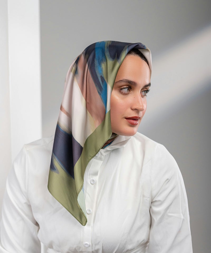 كايان طرحة ساتان أرماني انسيابية ساتان مربعة بتصميم مميز - متعدد الألوان - Image 2