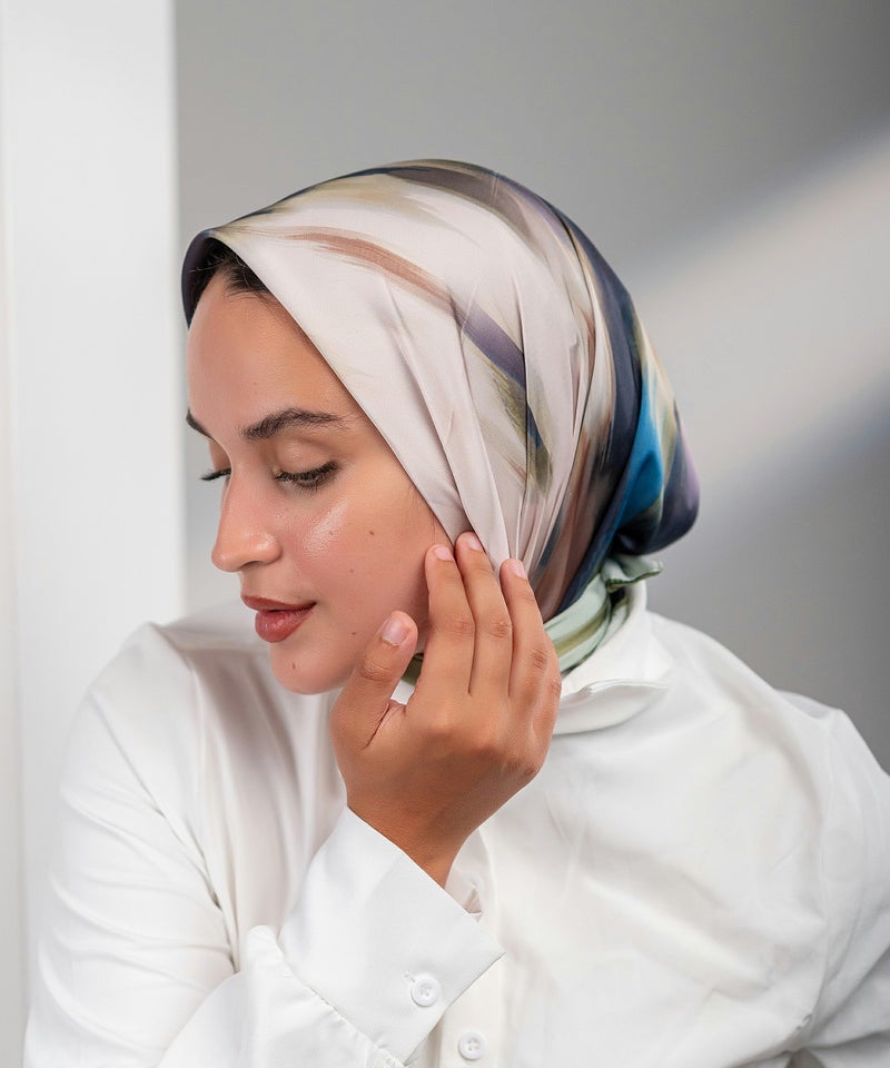 كايان طرحة ساتان أرماني انسيابية ساتان مربعة بتصميم مميز - متعدد الألوان - Image 1