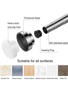 GGEROU Shower Curtain Rod, 150-260cm Adjustable Tension Spring,Telescopic Curtain Pole Stainless Steel Extendable Clothes Rail Extendable Pole,No Drilling  - Image 3