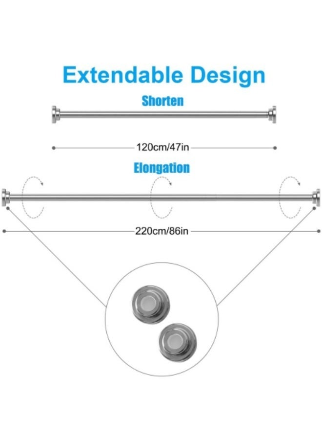 Shower Curtain Rod, 150-260cm Adjustable Tension Spring,Telescopic Curtain Pole Stainless Steel Extendable Clothes Rail Extendable Pole,No Drilling - pzsku/ZFDF1890CED45E6168E00Z/45/_/1703224410/ea020f9b-eff7-4cf4-8c7f-7226d5095f52