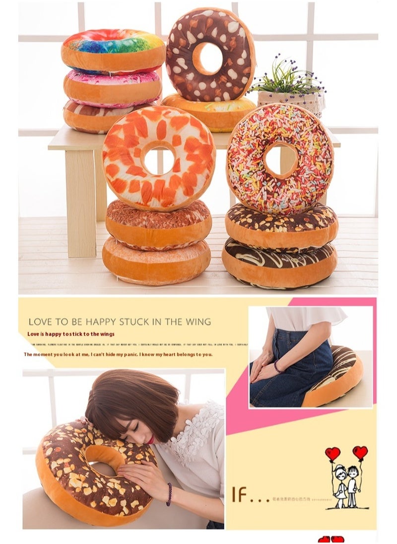 Bluejw - Round Doughnut Back Stuffed Cushion Throw Pillow Plush Play Toy Doll For Office Chair Car Seat Diameter: 40cm/15.7 inch - Image 1