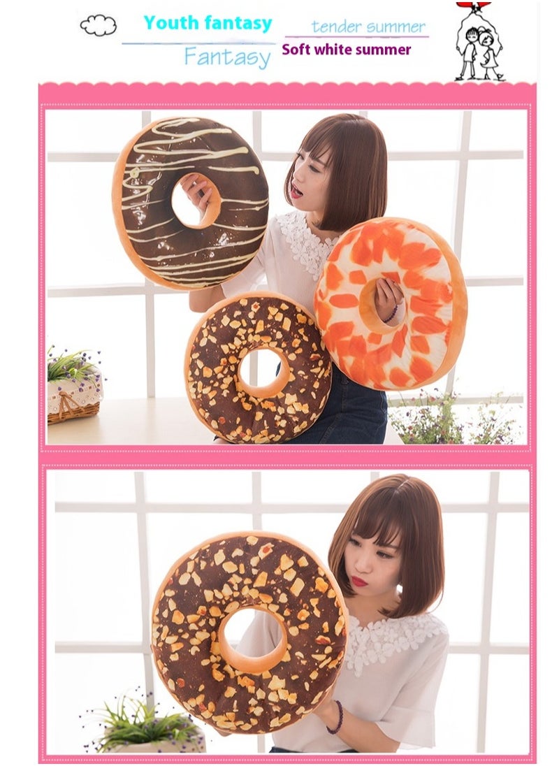 Bluejw - Round Doughnut Back Stuffed Cushion Throw Pillow Plush Play Toy Doll For Office Chair Car Seat Diameter: 40cm/15.7 inch - Image 1