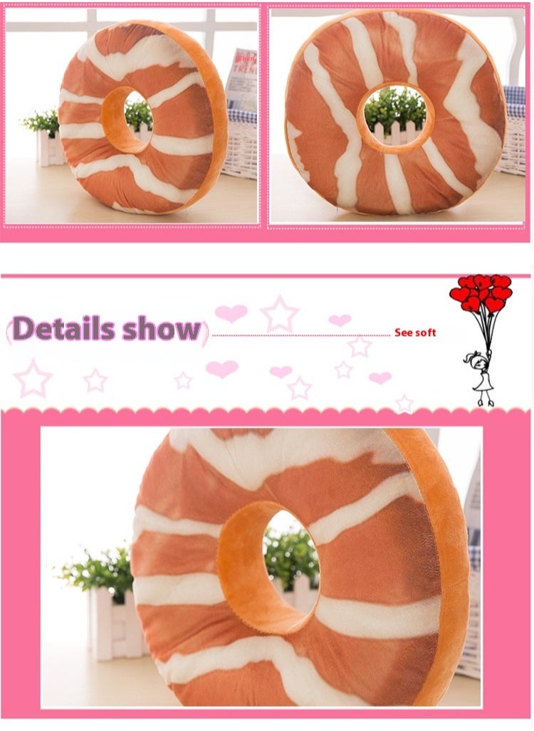 Bluejw - Round Doughnut Back Stuffed Cushion Throw Pillow Plush Play Toy Doll For Office Chair Car Seat Diameter: 40cm/15.7 inch - Image 1