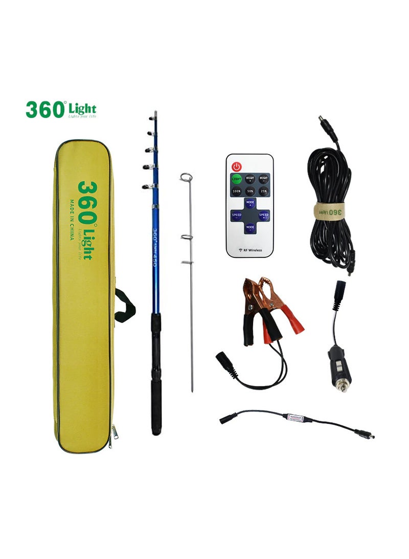 360 لايت مصباح التخييم بخطاف صيد مع ضوء LED للطوارئ، محمول بقدرة 800 واط، مقاوم للماء، مزود بجهاز تحكم عن بُعد، يعمل بتيار مستمر 12 فولت - Image 1