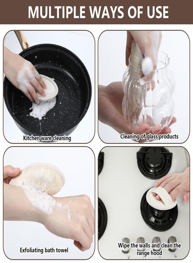 Nogeqi 4PCS Loofah Sponge Exfoliating Body Scrubber, Natural Shower Bath Loofah Exfoliating Sponge, Face Body Exfoliator Scrubber for Women Men Bath Shower, Eco-Friendly (2 Styles) - Image 3
