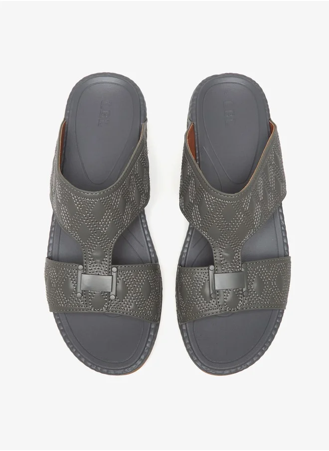 ال بي ال من شو اكسبرس Men's Quilted Slip-On Arabic Sandals with Buckle Accent