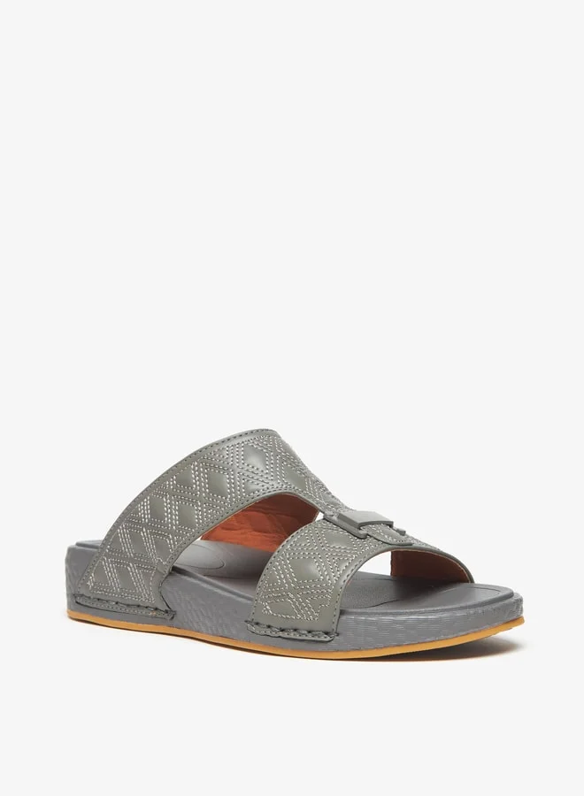 LBL by Shoexpress Men's Quilted Slip-On Arabic Sandals with Buckle Accent