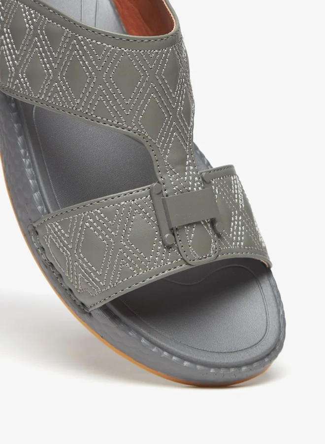 LBL by Shoexpress Men's Quilted Slip-On Arabic Sandals with Buckle Accent