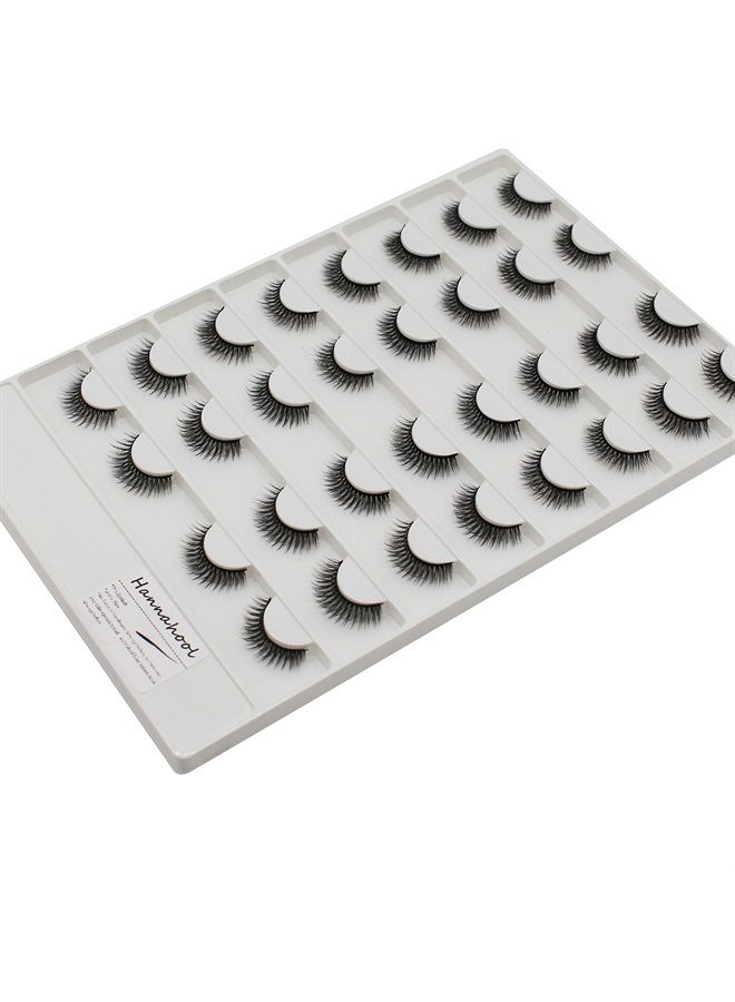 16Pairs 3D Short False Eyelashes Large Tray Handmade Mink Volume Eye Lashes Extensions Daily Makeup Reusable False Eyelashes Long Strip (2517#)
