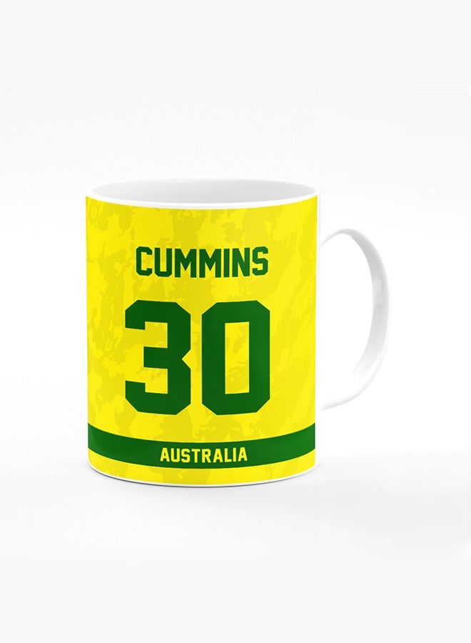 Stylizedd Designer Printed Coffee Mug with Heavy Duty Handle 11oz Ceramic Personalised Gift Mugs Cup [Microwave Safe & Dishwasher Proof ] - Cricket Player - Pat Cummins, Jersey Number - 30 - Image 1
