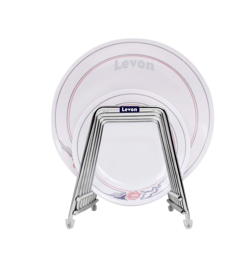 LEVON Stainless Steel Plate Rack | Dish Rack | Plate Stand | Dish Stand | Lid Holder Utensil Rack For Kitchen - Size (140 X 320 X 130 mm) | Special Nano Coating, Free Standing, Tiered Shelf - Image 5