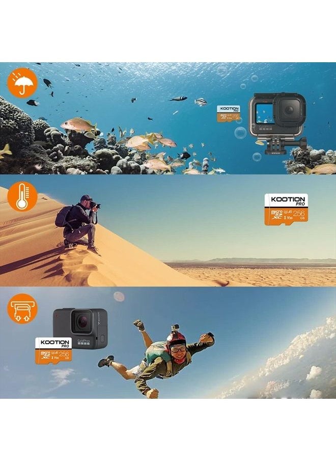 Kootion - 256GB Micro SD Card 256 gb U3 Ultra TF Card Micro SDXC Memory Card V30 A1 App Performance High Speed TF Card R Flash, U3, V30, A1, 256 GB - Image 1