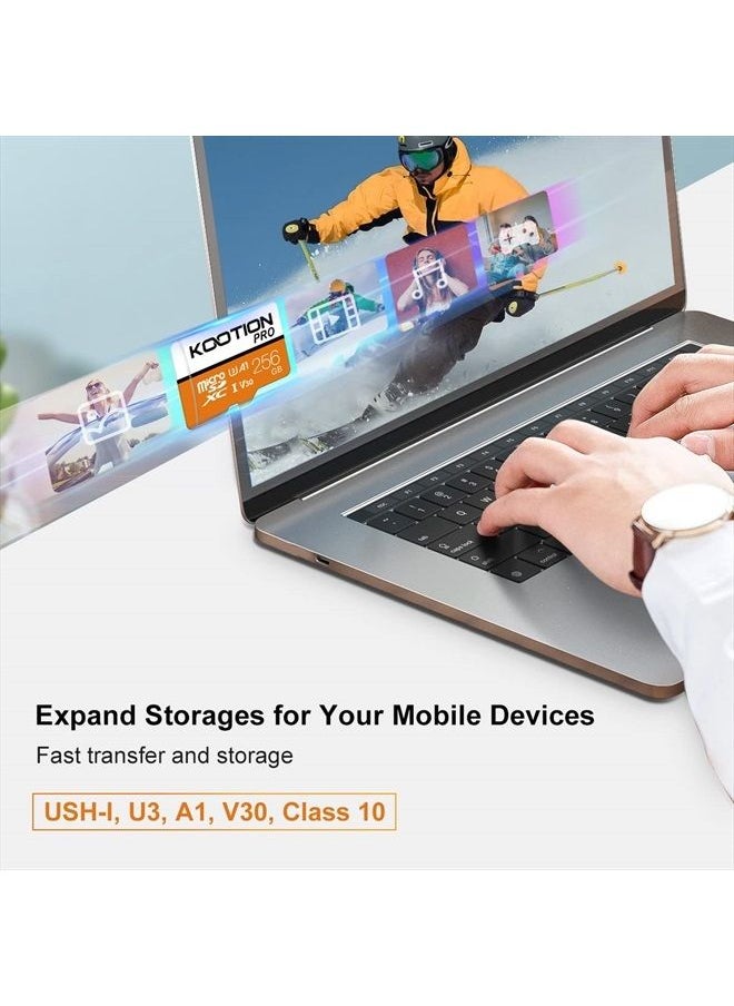 Kootion - 256GB Micro SD Card 256 gb U3 Ultra TF Card Micro SDXC Memory Card V30 A1 App Performance High Speed TF Card R Flash, U3, V30, A1, 256 GB - Image 1