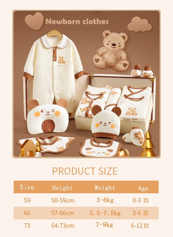 انسولار 25 قطعة صندوق هدايا للمولود الجديد ومجموعة ملابس، ملابس أطفال بتصميم دببة من القطن 100%، مجموعة أساسيات كاملة للمولود وهدية مثالية لحفلة الاستقبال للأولاد والبنات، مناسبة لجميع الفصول - Image 2