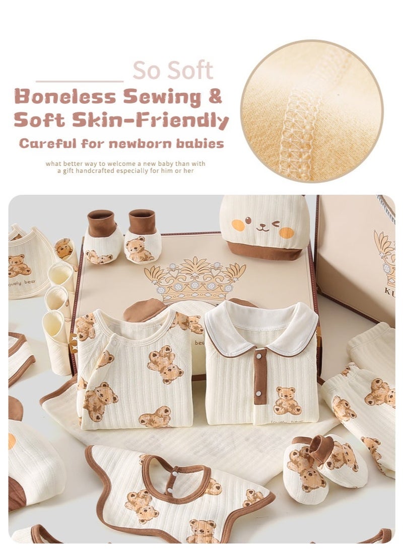انسولار 25 قطعة صندوق هدايا للمولود الجديد ومجموعة ملابس، ملابس أطفال بتصميم دببة من القطن 100%، مجموعة أساسيات كاملة للمولود وهدية مثالية لحفلة الاستقبال للأولاد والبنات، مناسبة لجميع الفصول - Image 4