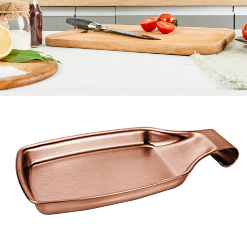 304 Stainless Steel Spoon Rest Storage Quadrate Fashionable Utensil Spoon Holder for Kitchen Rose Gold - Image 5