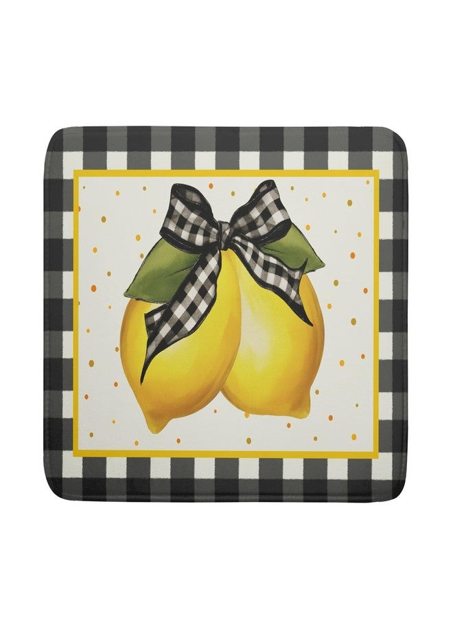 Sphragiyn Lemon Dish Drying Mat for Kitchen Counter Spring Summer Black White buffalo Check Plaid Seasonal Absorbent Reversible Microfiber Kitchen Countertop Protector Dishes Pad Large 18x24 inch - Image 1