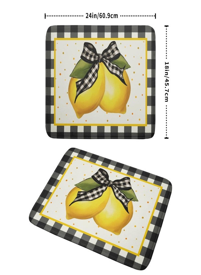 Sphragiyn Lemon Dish Drying Mat for Kitchen Counter Spring Summer Black White buffalo Check Plaid Seasonal Absorbent Reversible Microfiber Kitchen Countertop Protector Dishes Pad Large 18x24 inch - Image 2