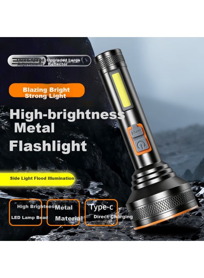 Mixout New High-power Long-range Flashlight With Ultra-long Battery Life Rechargeable Portable Camping Outdoor Flashlight With Soft Side Light - Image 1