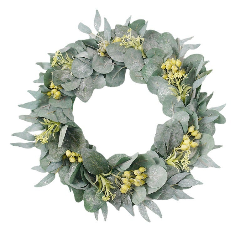 Fake Flower Door Decoration Wall Hanging Wedding Decoration Rattan Ring Eucalyptus Green Leaf Plant Wreath Artificial Grass Ring - Image 5