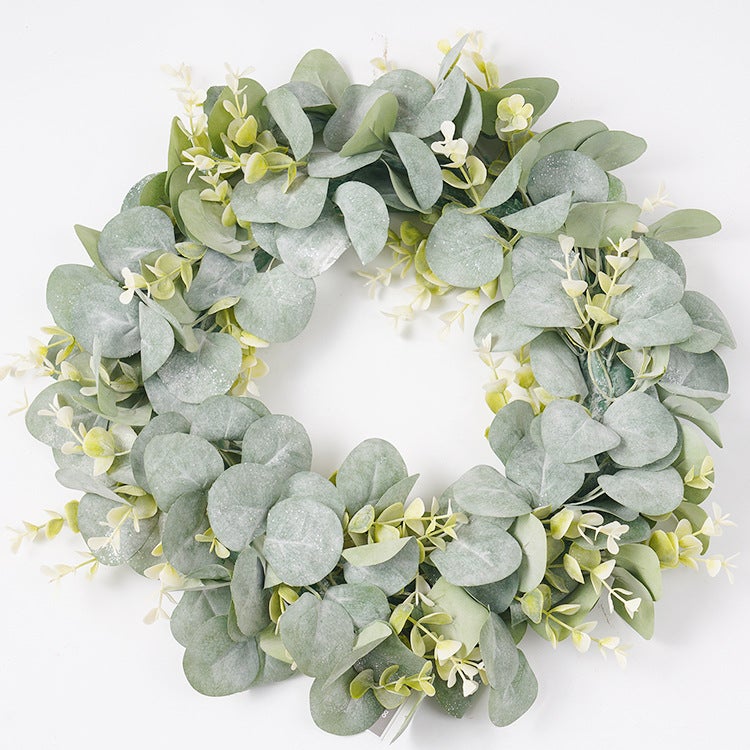 Fake Flower Door Decoration Wall Hanging Wedding Decoration Rattan Ring Eucalyptus Green Leaf Plant Wreath Artificial Grass Ring - Image 2
