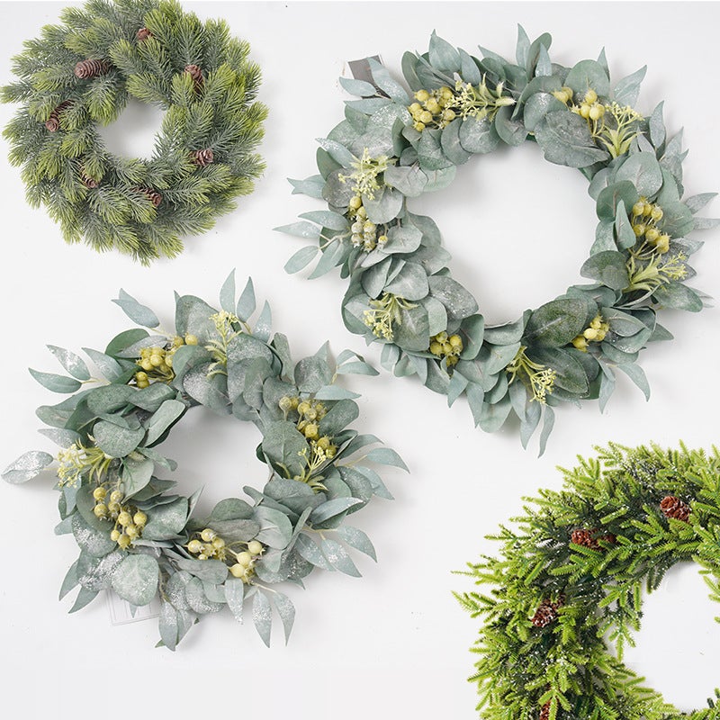 Fake Flower Door Decoration Wall Hanging Wedding Decoration Rattan Ring Eucalyptus Green Leaf Plant Wreath Artificial Grass Ring - Image 4