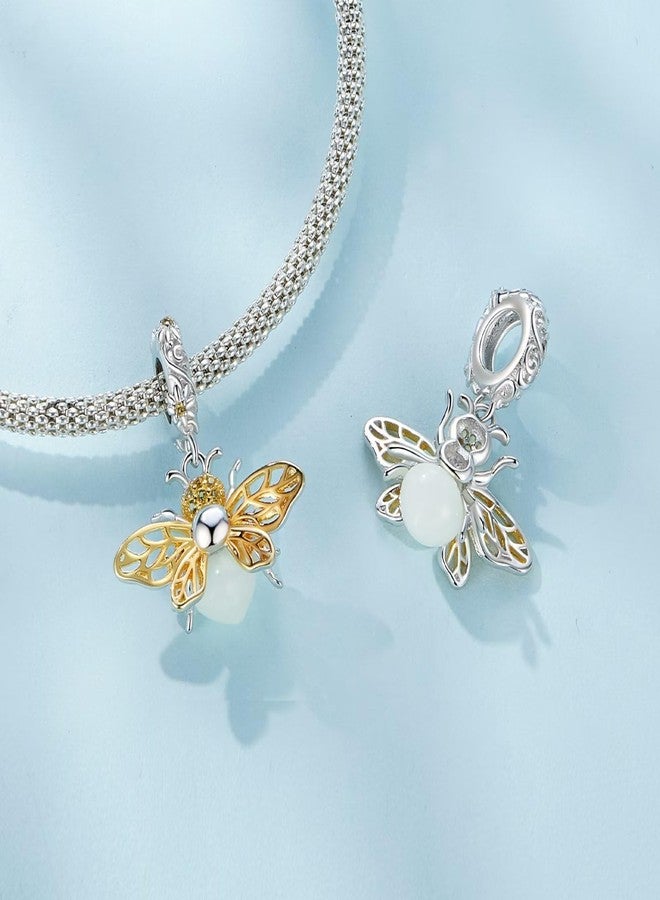 Qings Bee Glow-in-the-Dark Pendant 925 Sterling Silver Luminous Charm for Bracelets Cute Animal Dangle Pendant Necklaces Charms Birthday Gifts for Women - Image 3