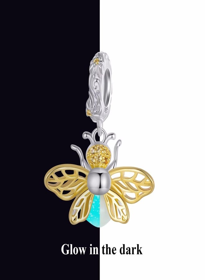 Qings Bee Glow-in-the-Dark Pendant 925 Sterling Silver Luminous Charm for Bracelets Cute Animal Dangle Pendant Necklaces Charms Birthday Gifts for Women - Image 2