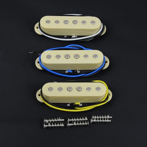 FLEOR Single Coil Pickup Alnico 5 Guitar Neck/Middle/Bridge Pickups Set Staggered, Cream - Image 4