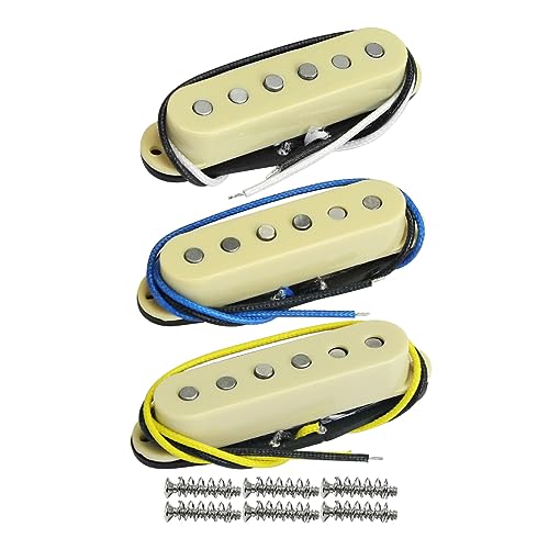 FLEOR Single Coil Pickup Alnico 5 Guitar Neck/Middle/Bridge Pickups Set Staggered, Cream - Image 1