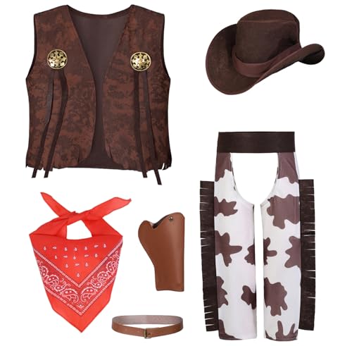 TOGROP Cowboy Costume for Boys 5pcs Set Kids Dress Up Birthday Halloween Party Cosplay 1113 Years - Image 1