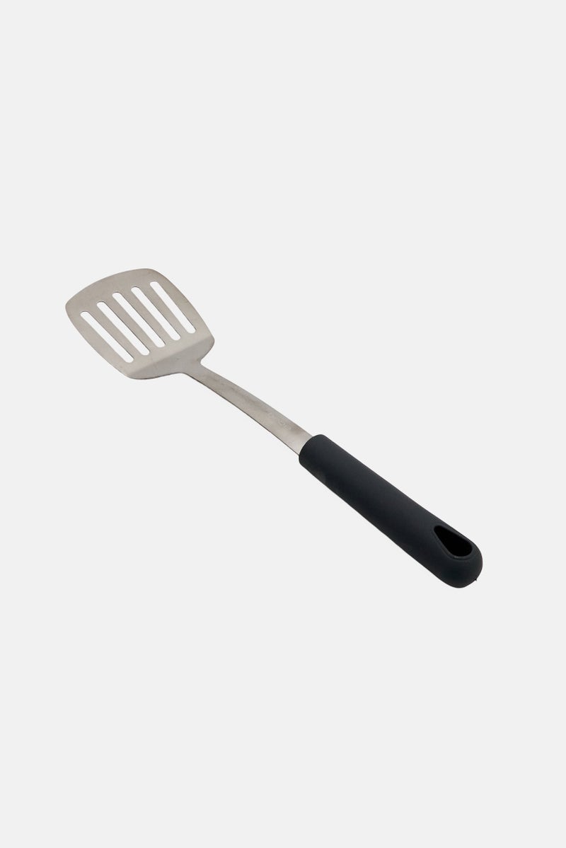 Bebe Home Stainless Steel Slotted Turner With Rubber Oil Coating, Silver - Image 2