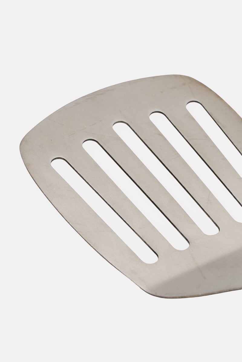 Bebe Home Stainless Steel Slotted Turner With Rubber Oil Coating, Silver - Image 3