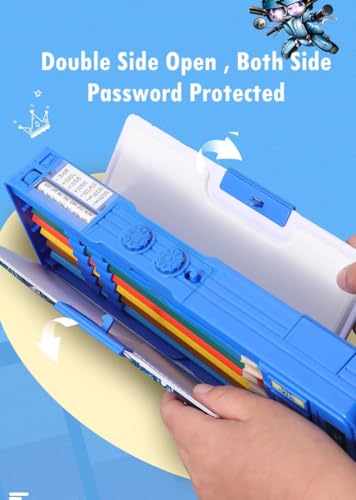 Sillyme Password Pencil Box with Lock, Geometry Box with Compass & Pop Up Sharpener - School Box for Boys - Double Sided (Super Hero) - Image 5