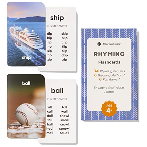 Think Tank Scholar AwardWinning Rhyming Words Flash Cards for Kids Ages 48 Master Phonics Spelling Word Families 36 Durable Cards for Kindergarten 1st 2nd 3rd Grade - Image 1