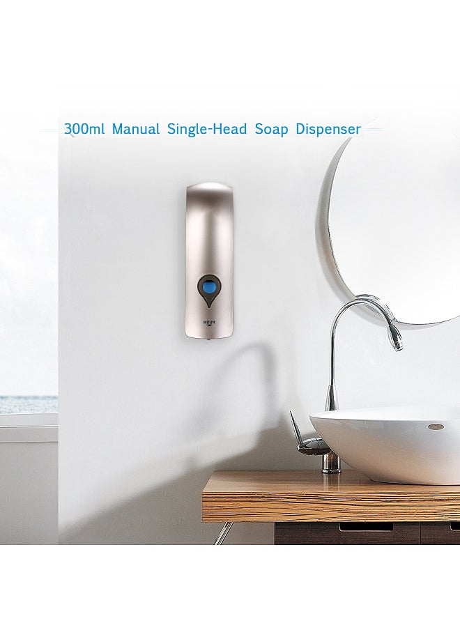 CHUANGDIAN 300ml Wall Mounted Single-Head Manual Soap Dispenser Shower Gel Liquid Shampoo Dispenser Holder--Champagne Gold  - Image 3