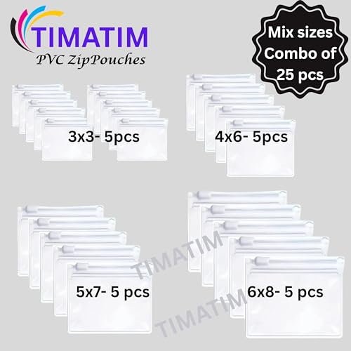 Timatim Pack of 24 Multipurpose Storage Pouch for Jewellery Storage Pouch, Makeup, Travel Accessories Zip Lock Organizer for Cosmetics and Stationery, Clear & Transparent (All 4 Size Combo) - Image 2