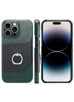 Case Cover For iPhone 15 Pro Max Fierre Shann Oil Wax Texture Genuine Leather Back Cover Phone Case Black