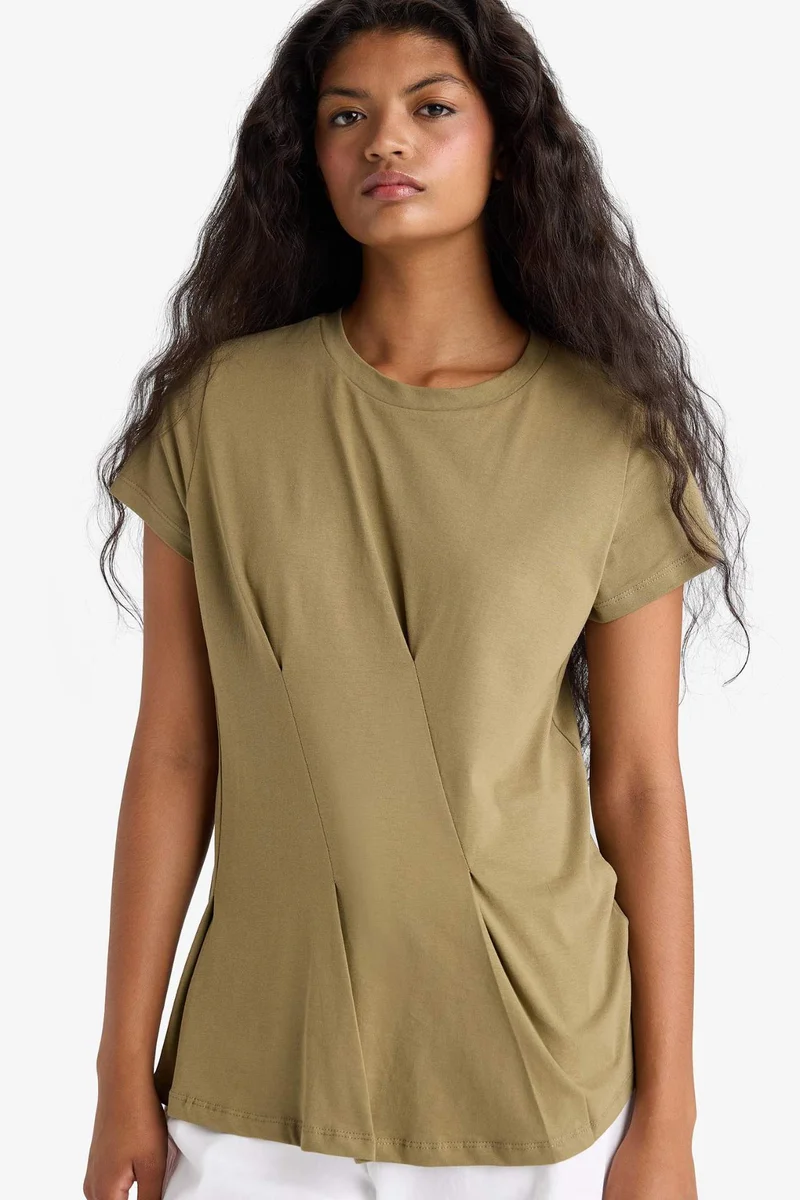 ديفاكتو Regular Fit Crew Neck Cotton Short Sleeve T-Shirt