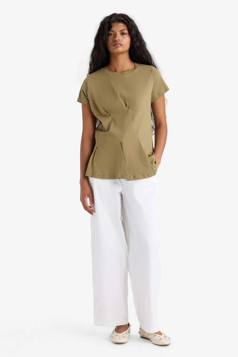 ديفاكتو Regular Fit Crew Neck Cotton Short Sleeve T-Shirt