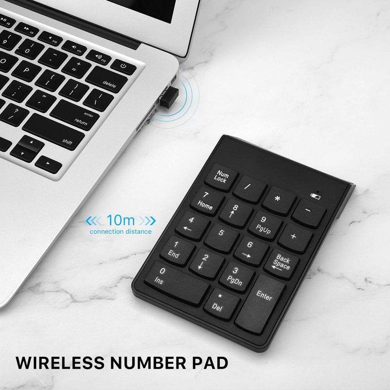 MESHIV Wireless Numeric Keypad for Laptop PC I Portable Slim Mini Number Pad with 18 Keys Numpad for iMac/Mac Pro/MacBook/MacBook Air/Pro, Notebook Desktop (Black) - Image 5