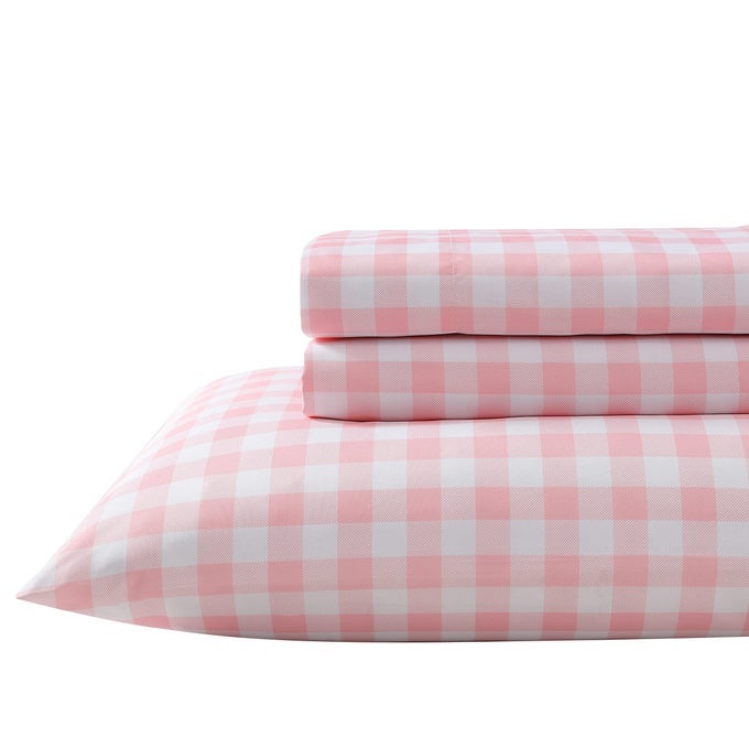 KIDS FULL SIZE SHEETS STAINRESISTANT TODDLER BEDDING WITH MATCHING SHAMS SUPER SOFT IDEAL GIRL ROOM ESSENTIALS POPPY PLAID PINK FULL